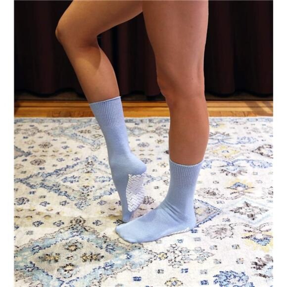 Womens Non-Slip Medical Non-Binding Socks, Cotton With Rubber Gripper Bottom - Picture 5 of 7